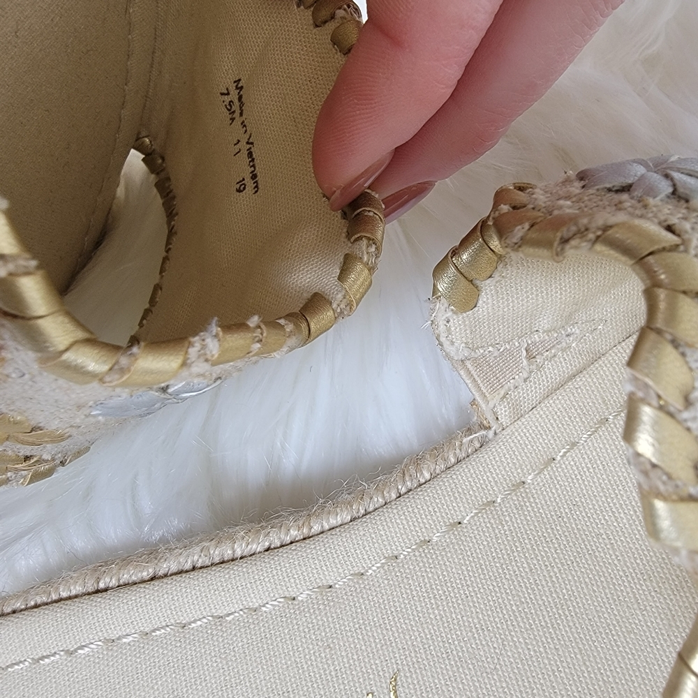 Jack Rogers platform slide sandals tan metallic floral size 7.5 - Picture 5 of 6